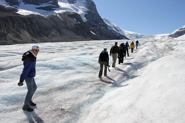 Hiking on a glacier