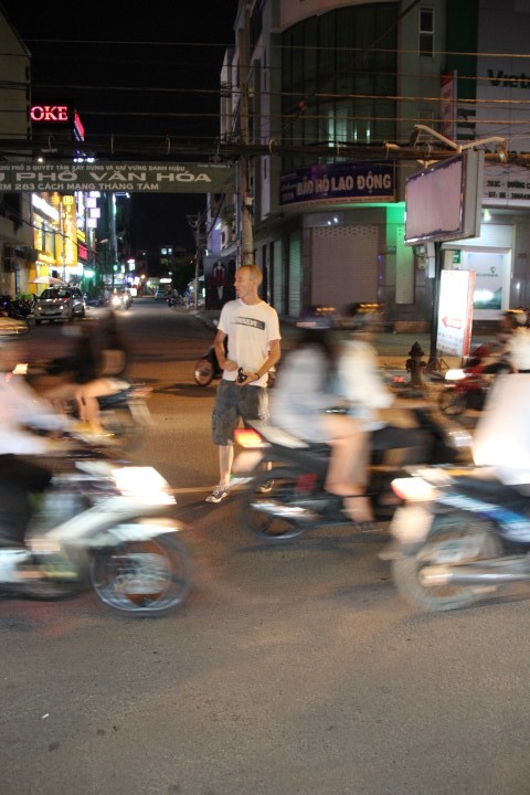 Crossing the street in Hanoi