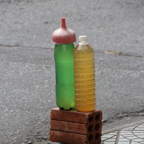 Bottles along the roadside